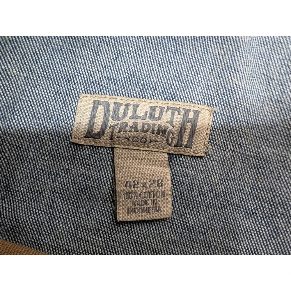 Duluth Trading Co Blue Denim Work Jeans Men's 42x28 Straight Leg 100% Cotton